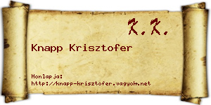 Knapp Krisztofer névjegykártya
